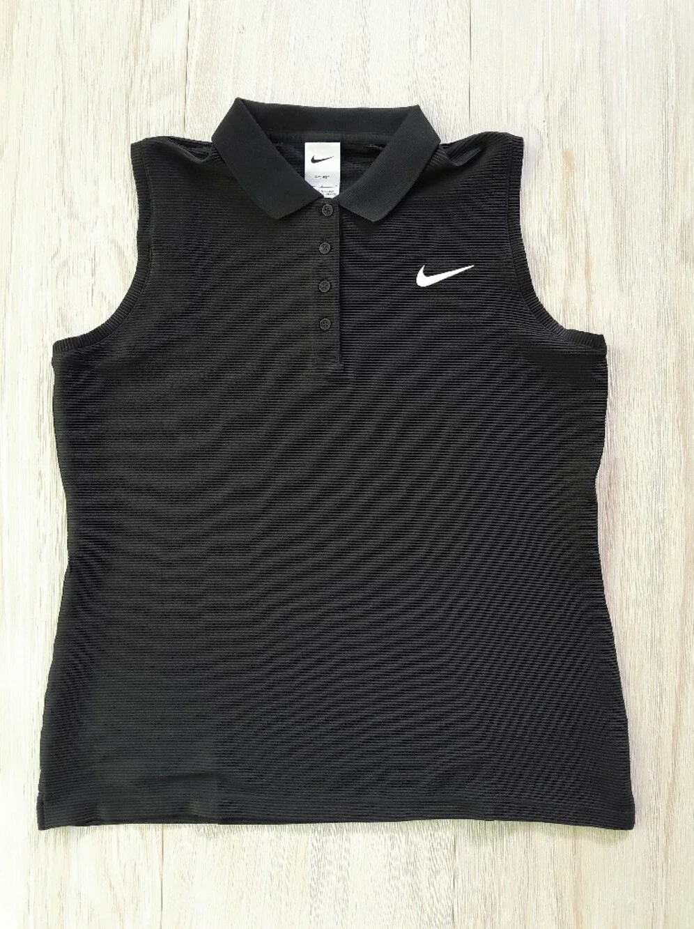Nike Dri-Fit Sleeveless Golf Polo Ribbed Tank Black